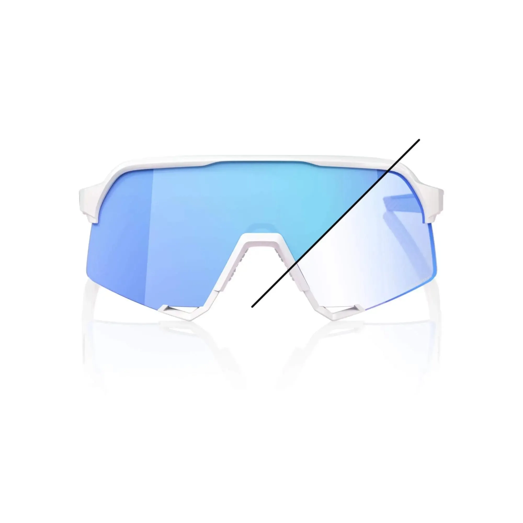 100% S3 Bastille LE Glasses Pearl White Glitter/Blue Mirror Photochromic Lens