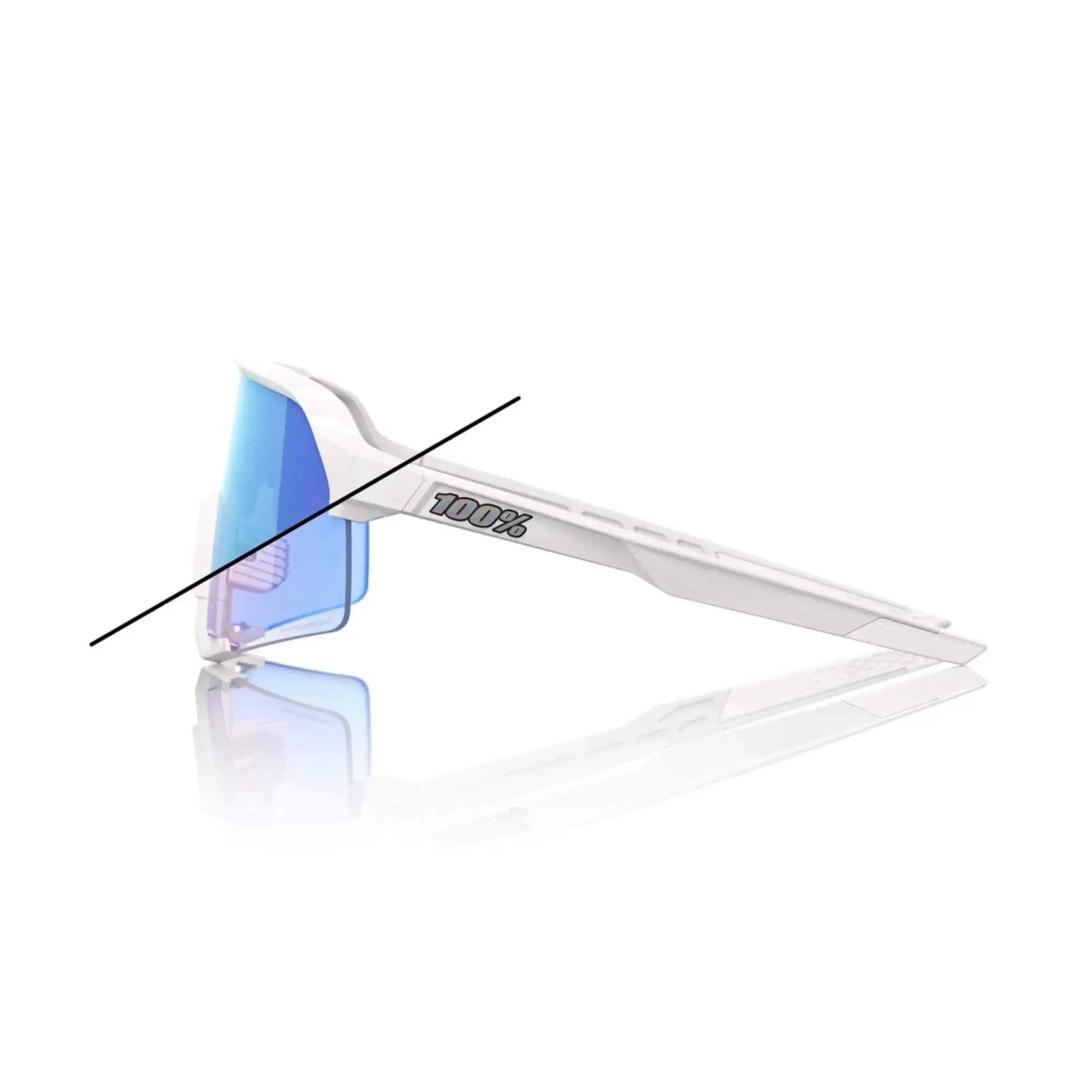100% S3 Bastille LE Glasses Pearl White Glitter/Blue Mirror Photochromic Lens