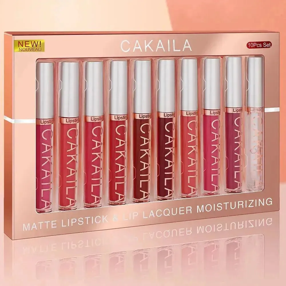 CAKAILA 10pcs Matte Nude Lip Gloss Set