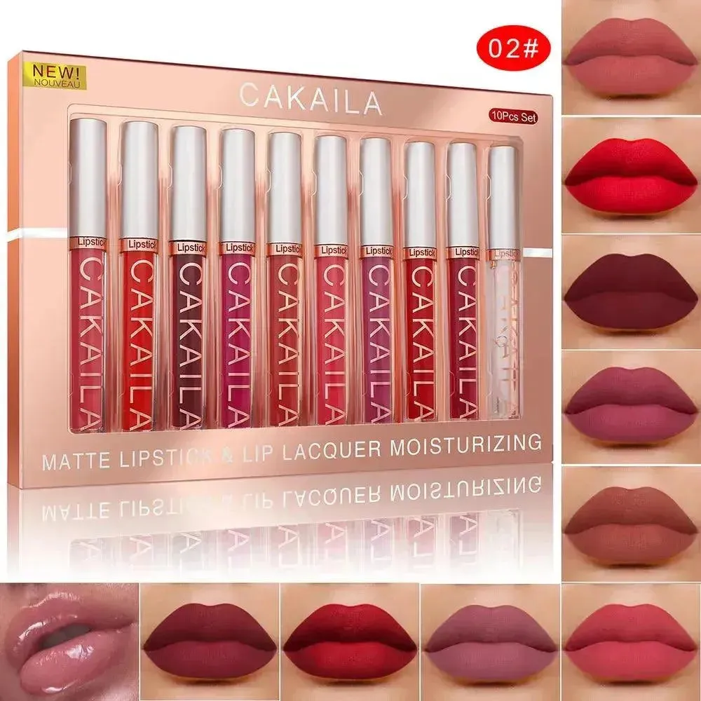 CAKAILA 10pcs Matte Nude Lip Gloss Set