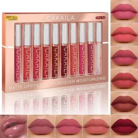 CAKAILA 10pcs Matte Nude Lip Gloss Set