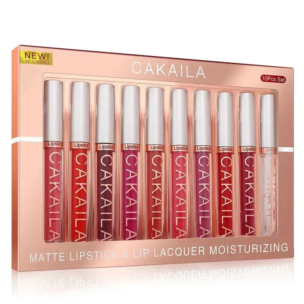 CAKAILA 10pcs Matte Nude Lip Gloss Set