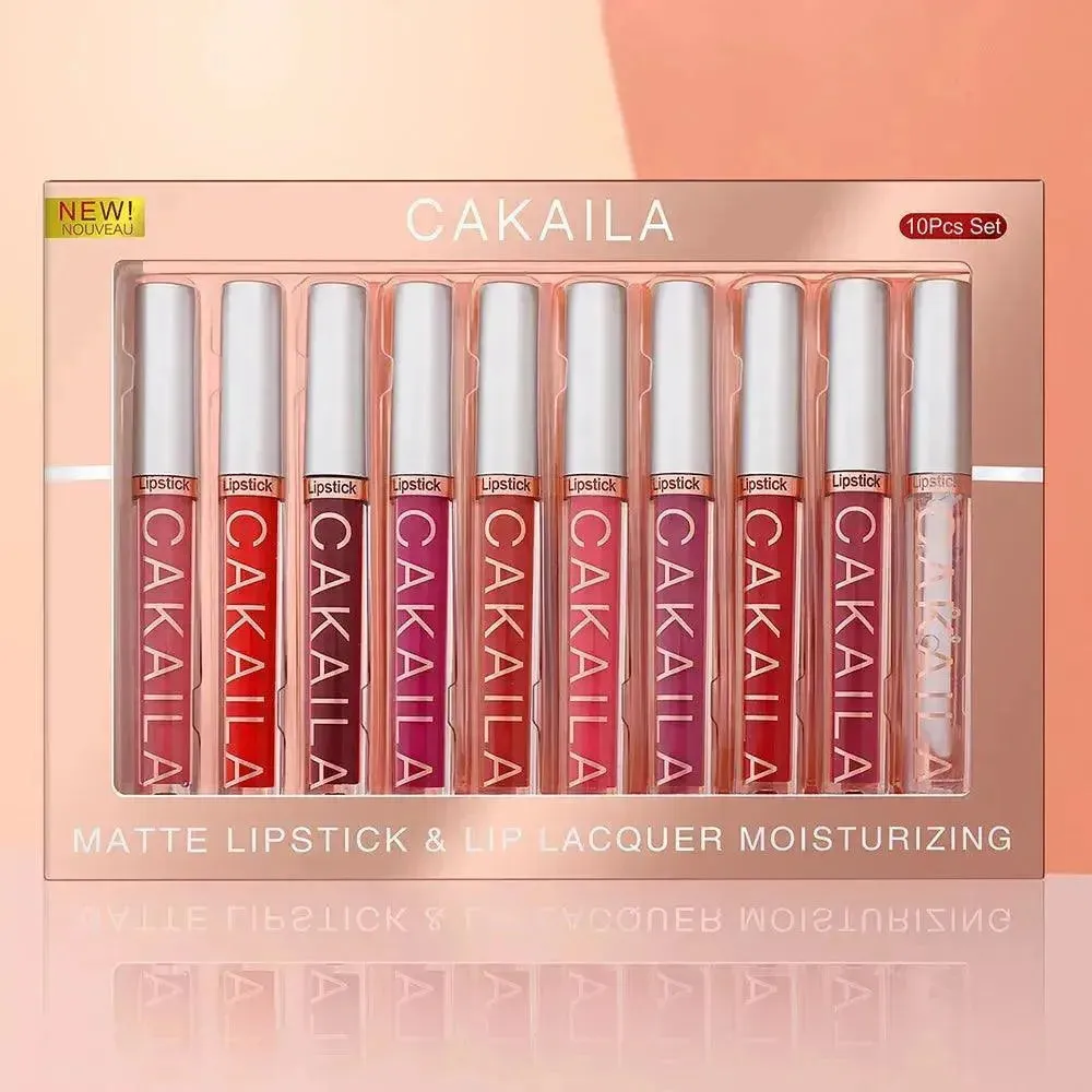 CAKAILA 10pcs Matte Nude Lip Gloss Set