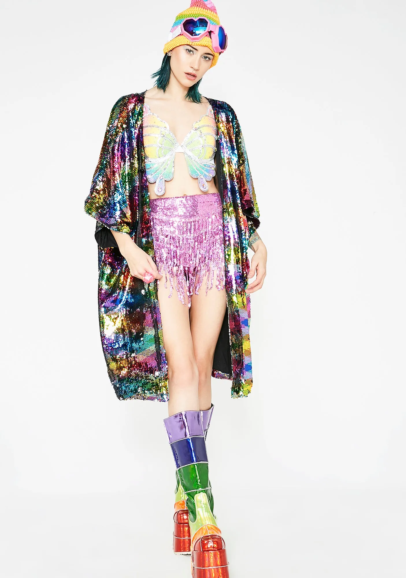 Chasing Rainbows Flip Sequin Kimono