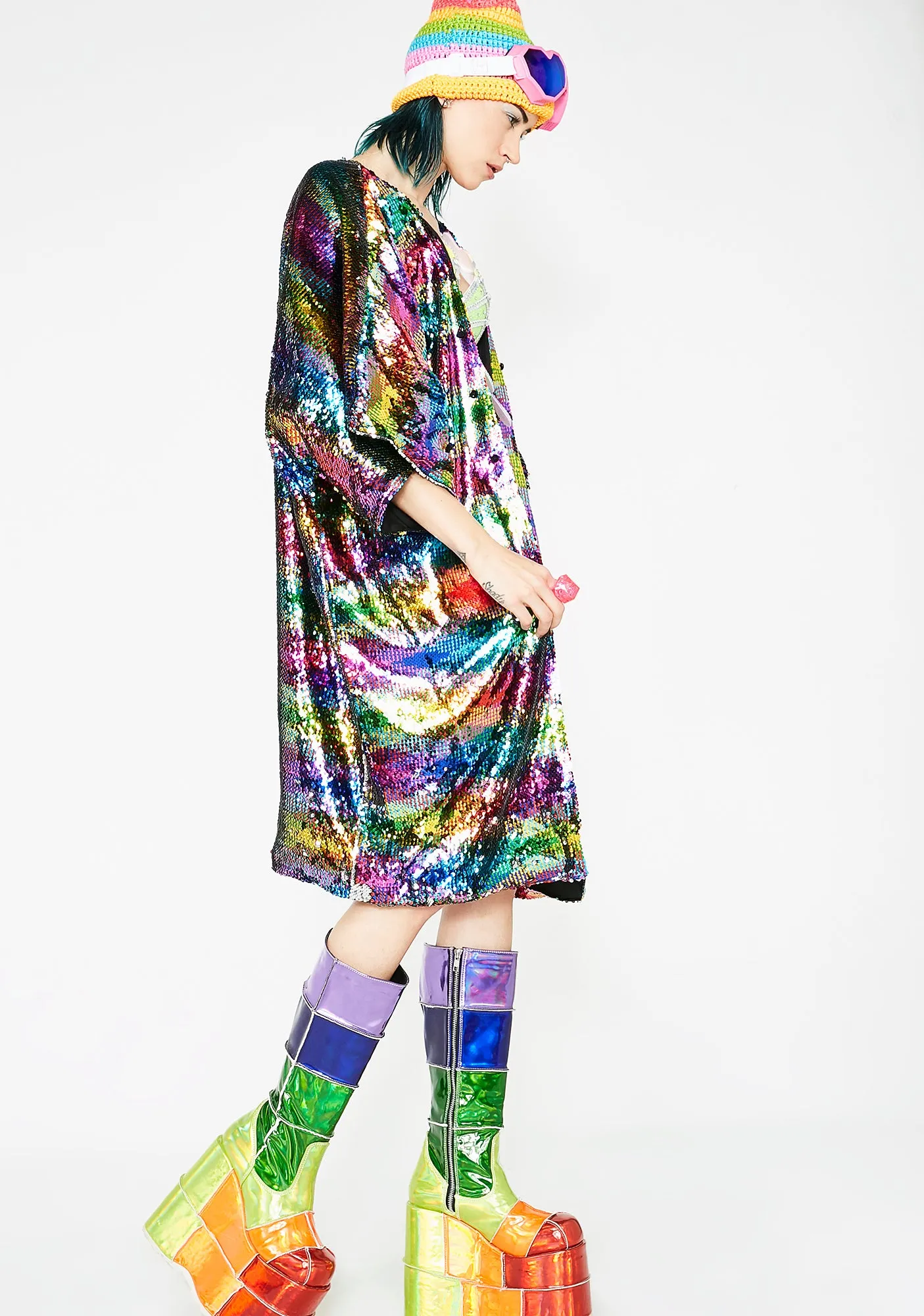 Chasing Rainbows Flip Sequin Kimono