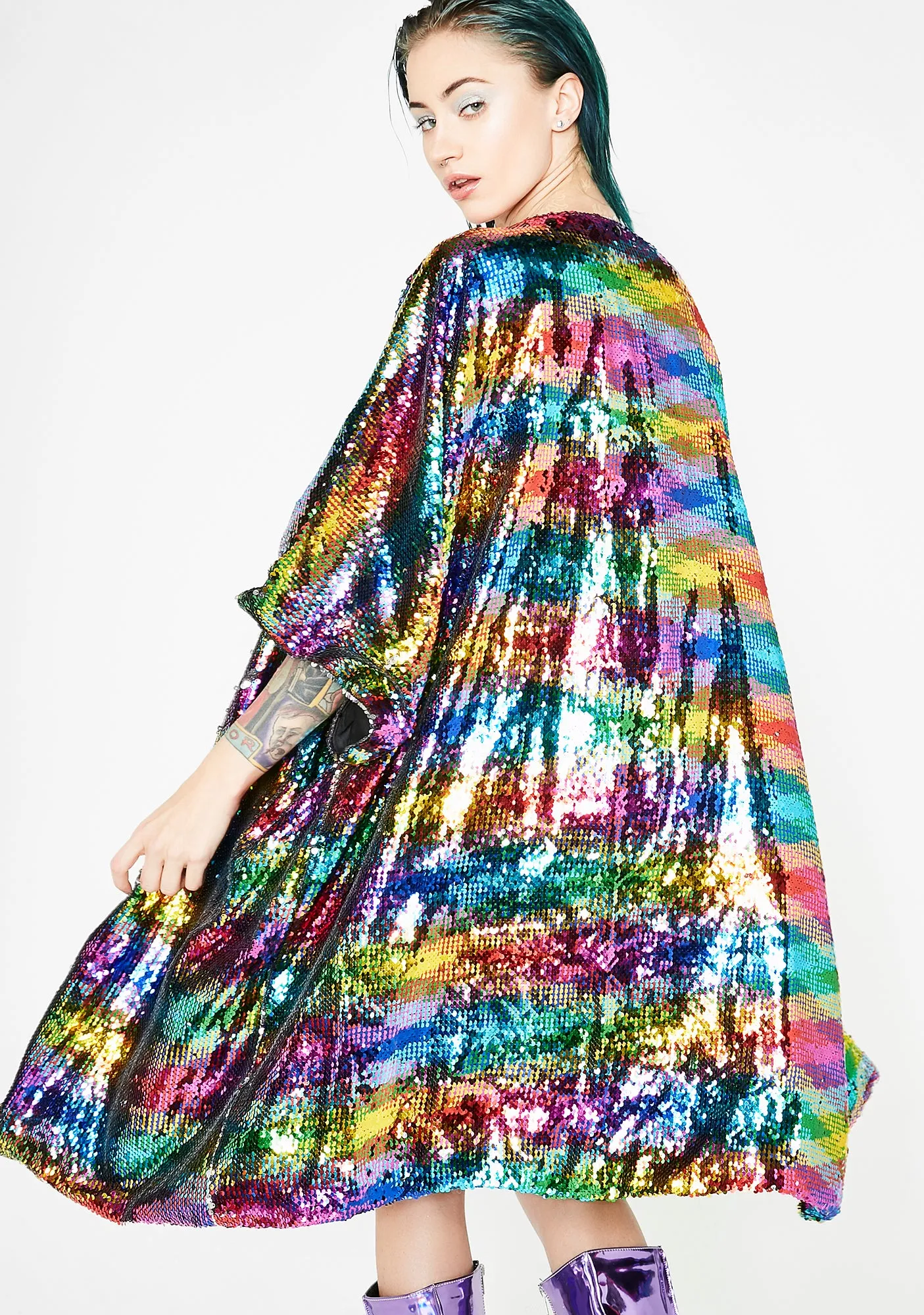 Chasing Rainbows Flip Sequin Kimono