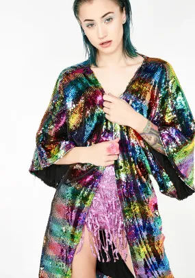 Chasing Rainbows Flip Sequin Kimono