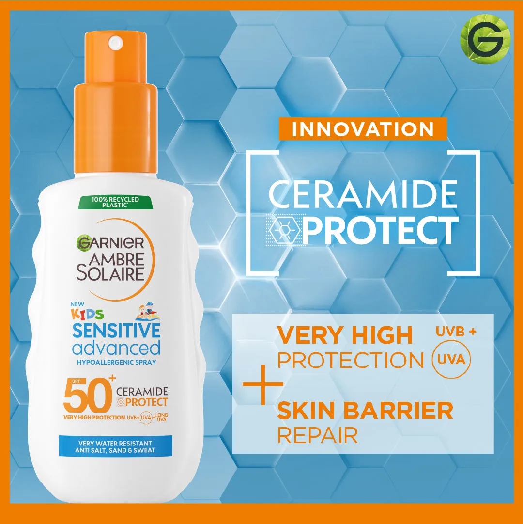Garnier Ambre Solaire Sensitive Advanced SPF 50  Ceramide Protect Sunscreen Spray For Kids 150ml