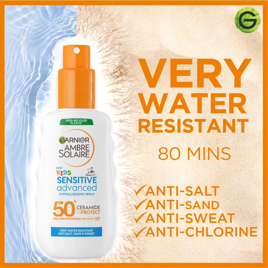 Garnier Ambre Solaire Sensitive Advanced SPF 50  Ceramide Protect Sunscreen Spray For Kids 150ml