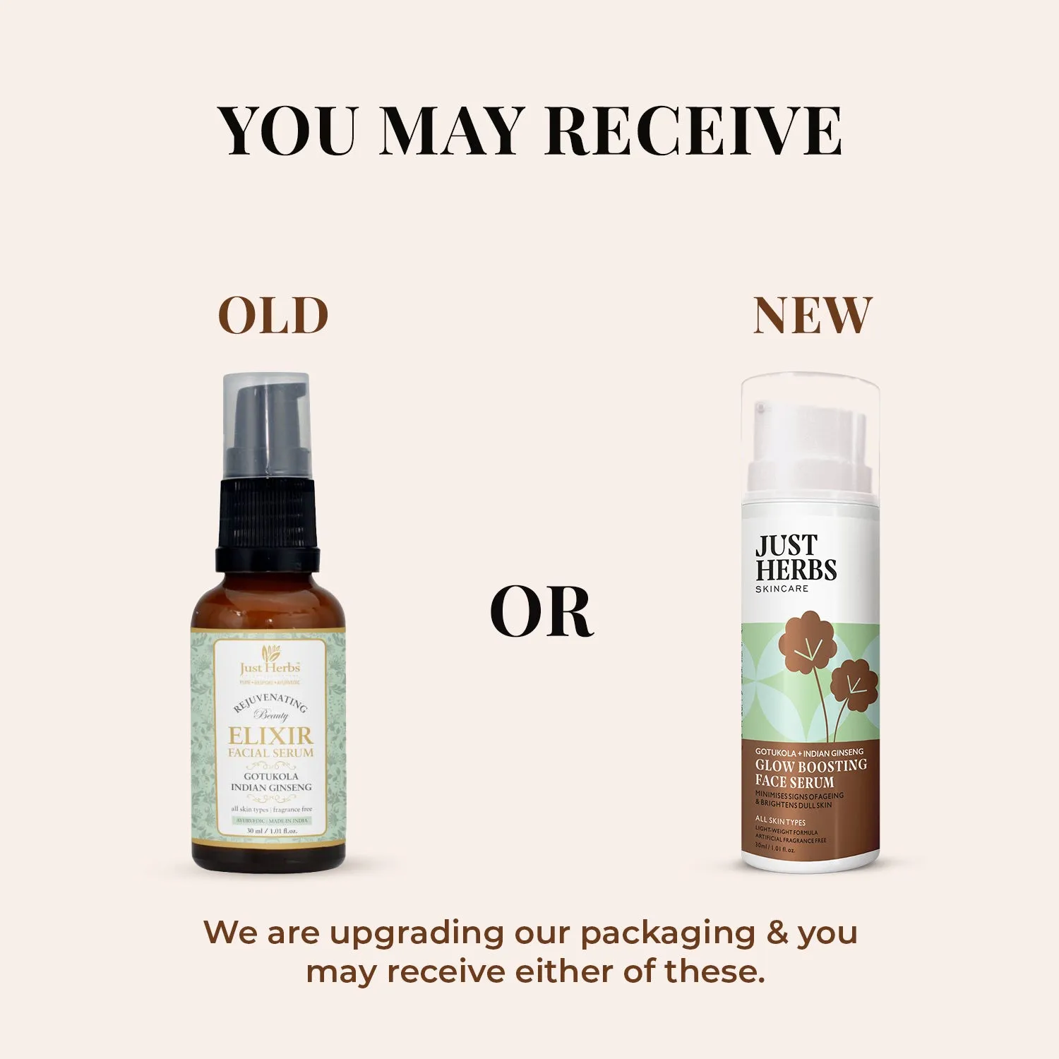 Glow Boosting Face serum with Gotukola & Indian Ginseng - Just Herbs
