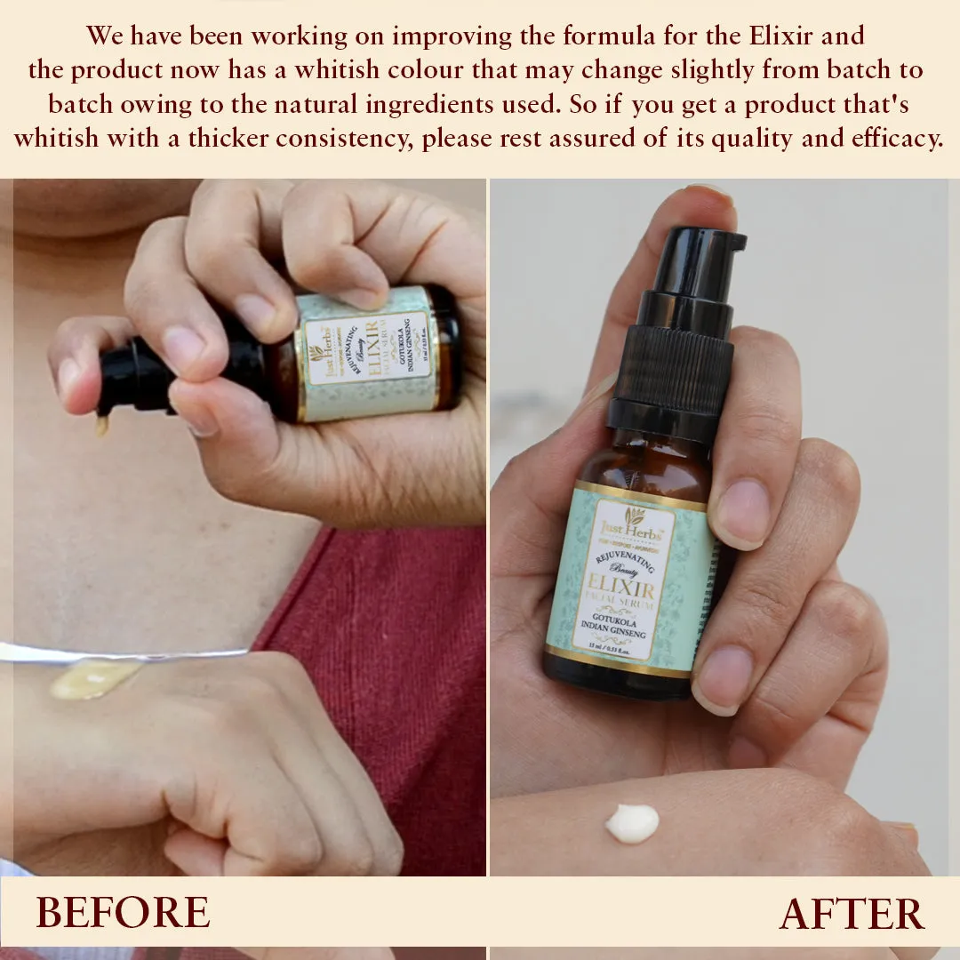 Glow Boosting Face serum with Gotukola & Indian Ginseng - Just Herbs