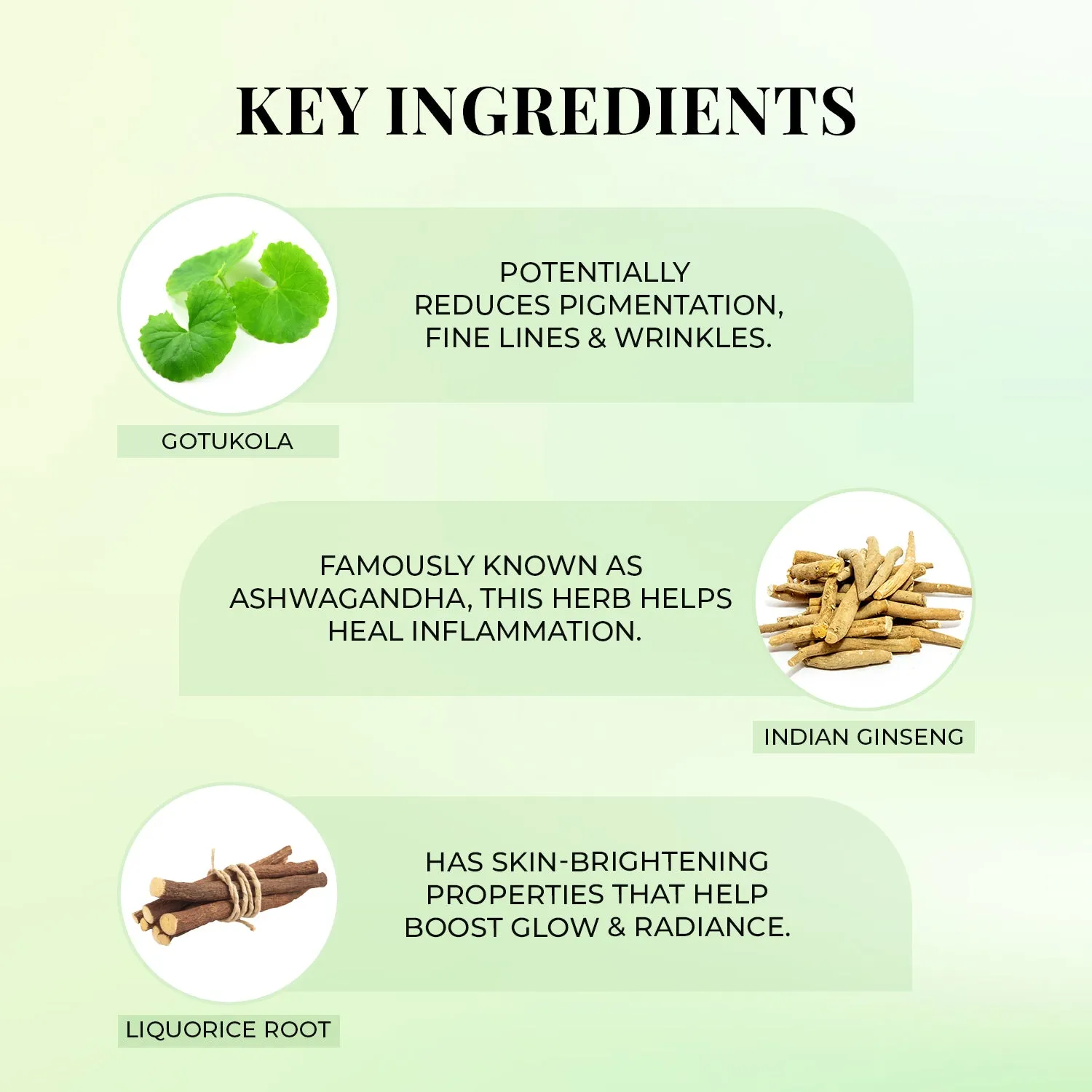 Glow Boosting Face serum with Gotukola & Indian Ginseng - Just Herbs