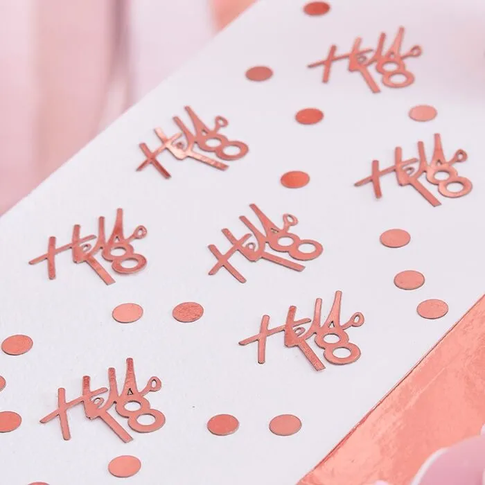 Hello 18 Rose Gold Birthday Confetti