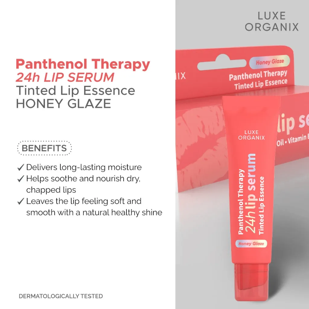Luxe Organix Panthenol Therapy 24h Lip Serum Lipscreen Tinted Lip Essence Berry/ Cherry/ Honey Glaze 10g