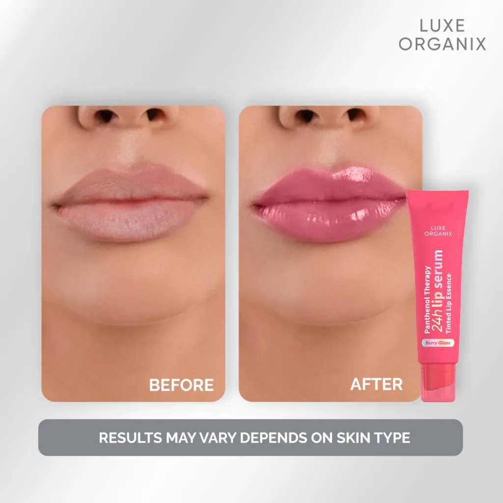 Luxe Organix Panthenol Therapy 24h Lip Serum Lipscreen Tinted Lip Essence Berry/ Cherry/ Honey Glaze 10g