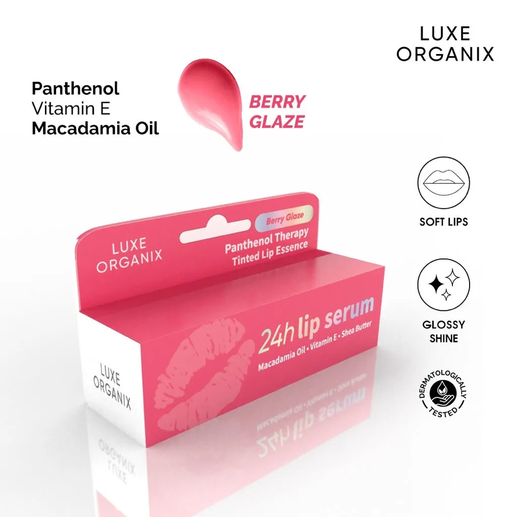 Luxe Organix Panthenol Therapy 24h Lip Serum Lipscreen Tinted Lip Essence Berry/ Cherry/ Honey Glaze 10g