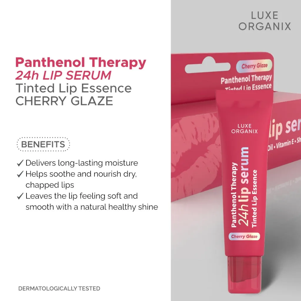 Luxe Organix Panthenol Therapy 24h Lip Serum Lipscreen Tinted Lip Essence Berry/ Cherry/ Honey Glaze 10g