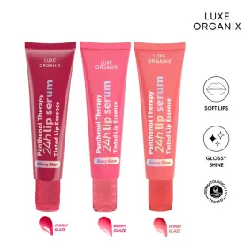 Luxe Organix Panthenol Therapy 24h Lip Serum Lipscreen Tinted Lip Essence Berry/ Cherry/ Honey Glaze 10g