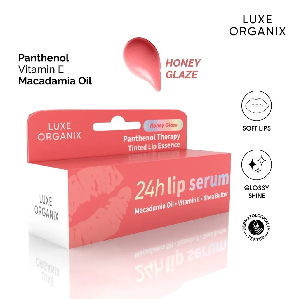 Luxe Organix Panthenol Therapy 24h Lip Serum Lipscreen Tinted Lip Essence Berry/ Cherry/ Honey Glaze 10g
