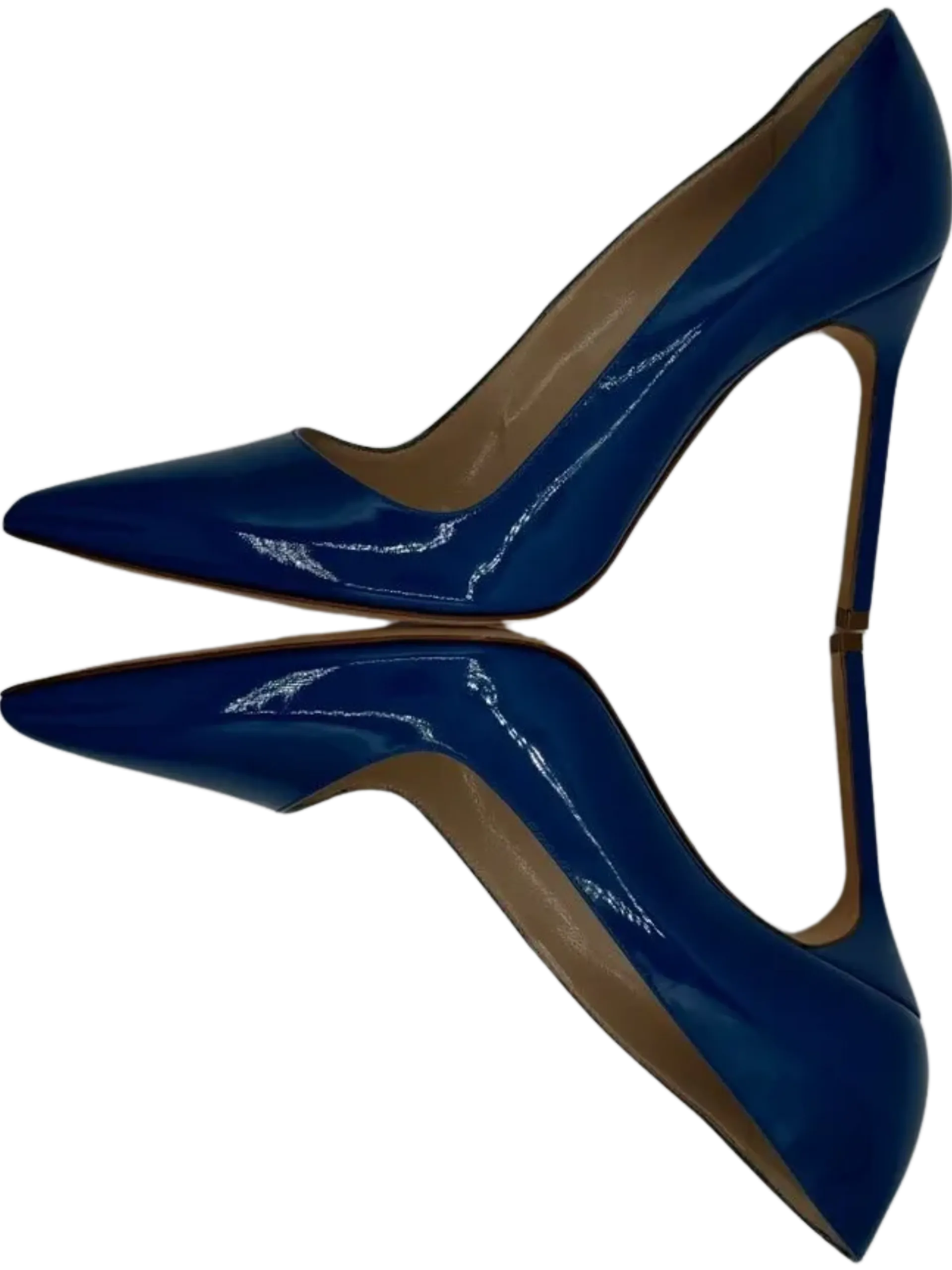 Manolo Blahnik Blue Patent Leather BB Pointed Toe Pumps