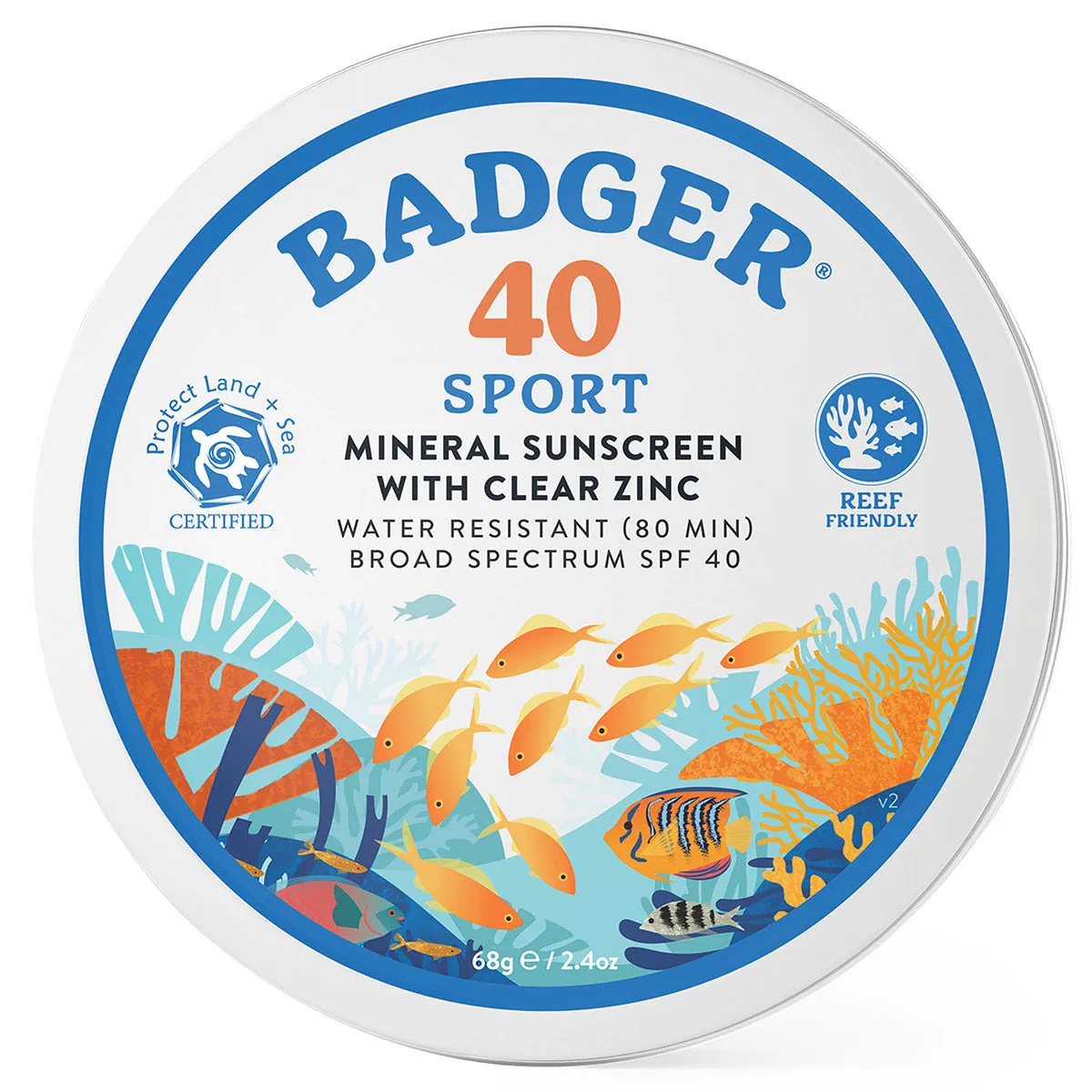 SPF 40 Sport Mineral Suncreen with Clear Zinc 2.4 oz By W.S. Badger Company