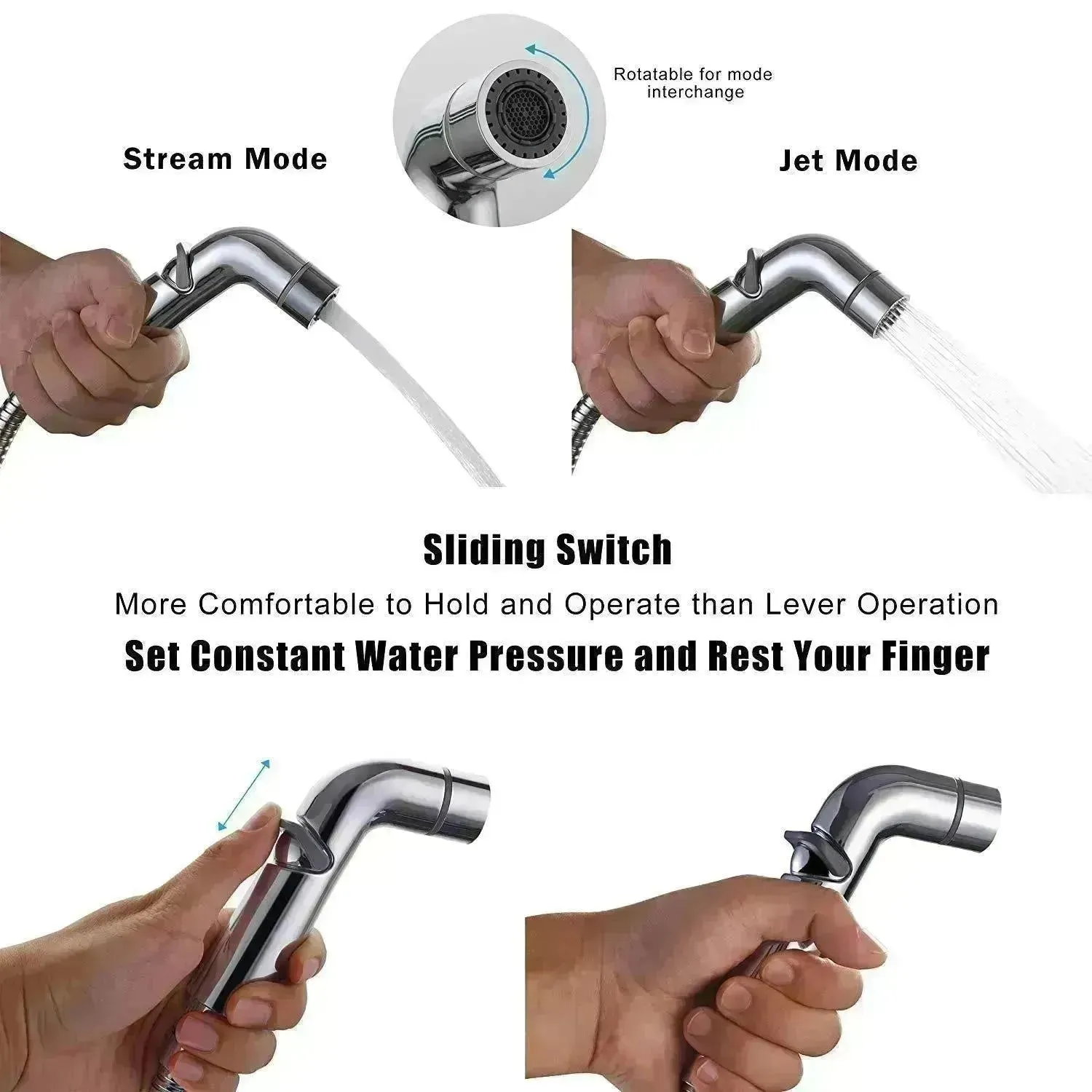 Toilet Spray Cleaner Stainless Steel Toilet Companion, Button Water Stop, Dual Function.