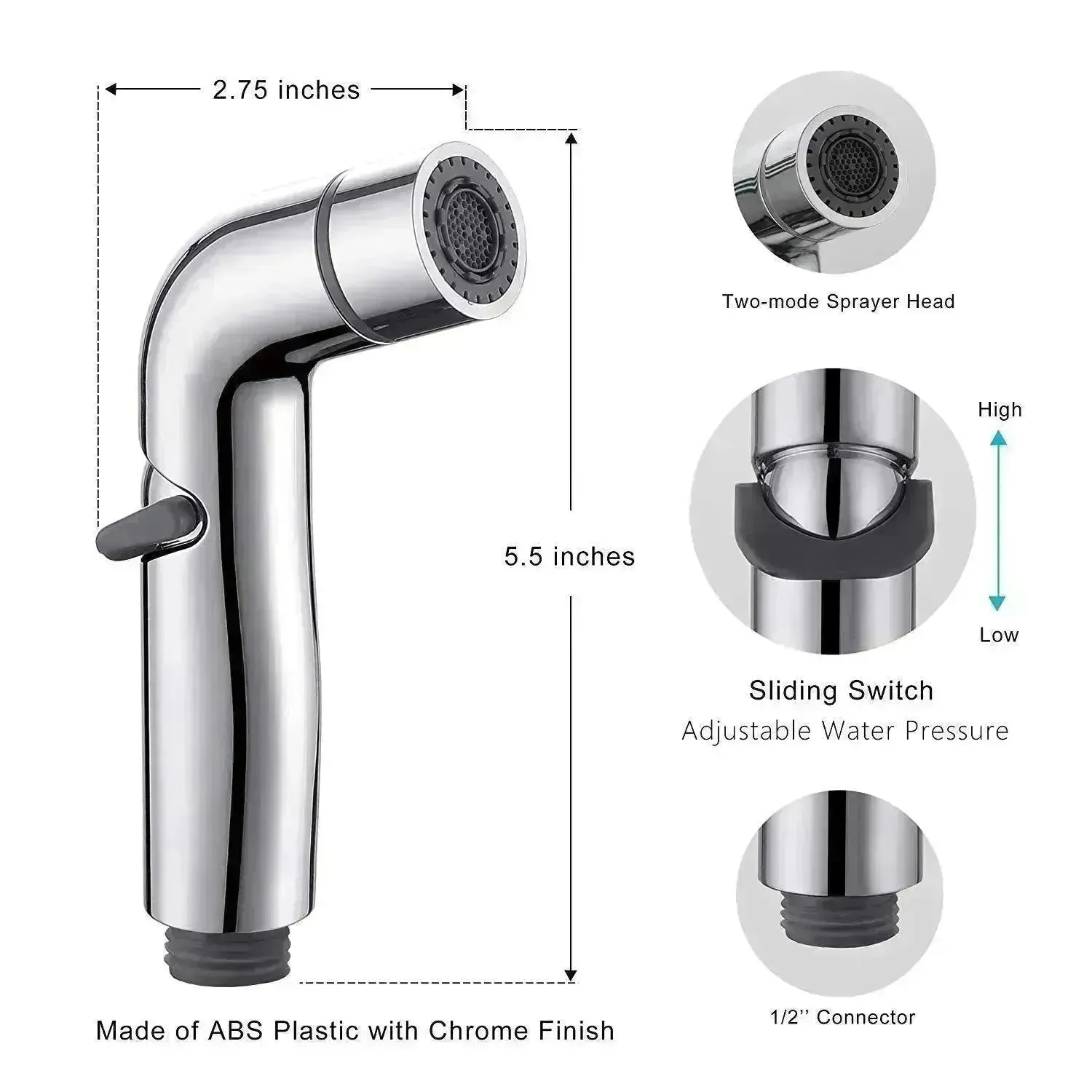 Toilet Spray Cleaner Stainless Steel Toilet Companion, Button Water Stop, Dual Function.